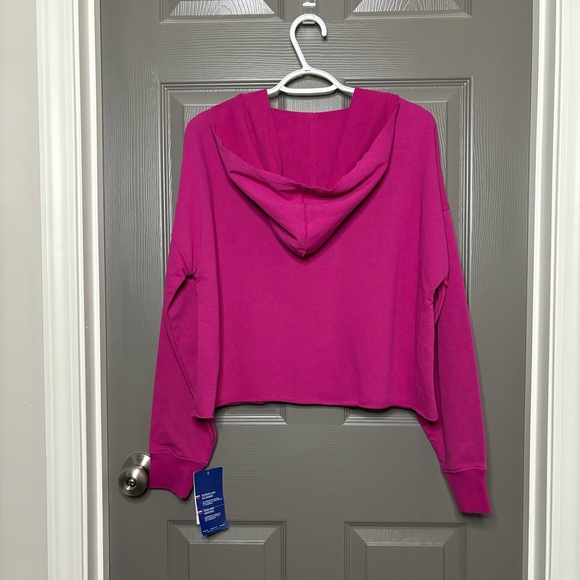 🎄🎁Champion New Cropped Hoodie Floral Script Logo Dark Pink S - Picture 10 of 14